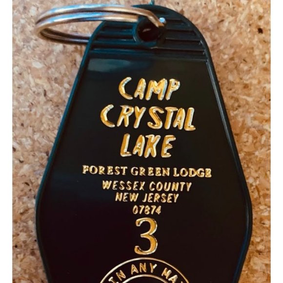 Camp Crystal Lake retro hotel Inspired keychain (graphic version) - Picture 1 of 3